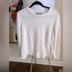 Gently used - flattering white popcorn sweater
